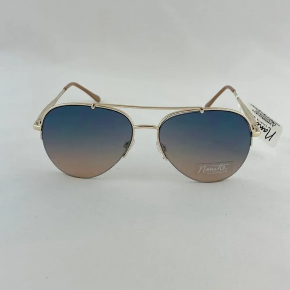 Nanette Aviator Sunglasses Gold & Beige Glitter